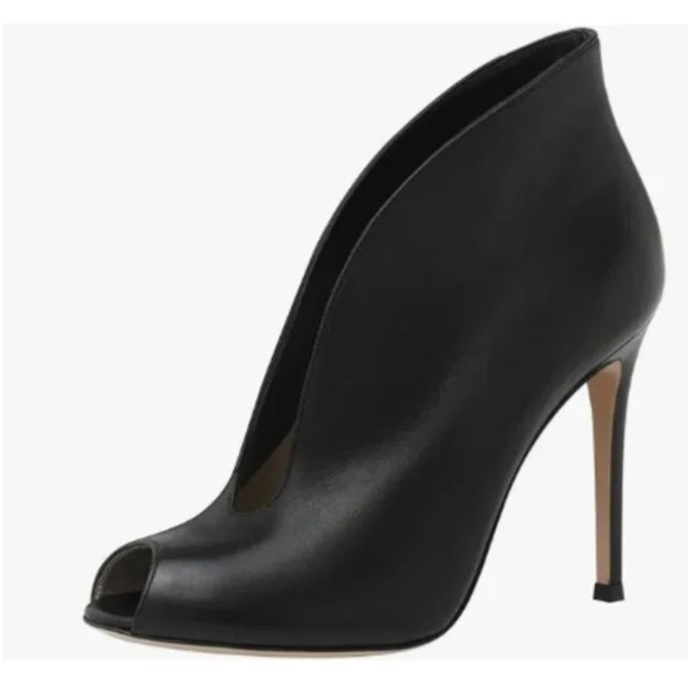 Black Womens Peep-Toe Stiletto Ankle Boot